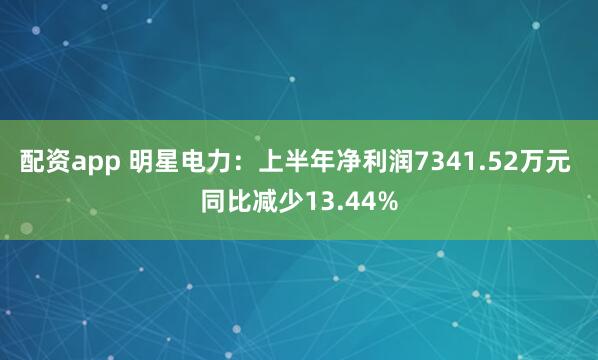 配资app 明星电力：上半年净利润7341.52万元 同比减少13.44%