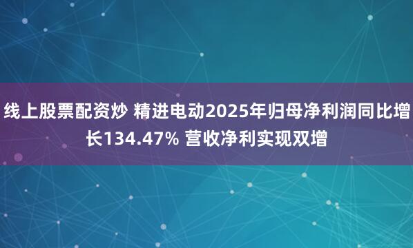 线上股票配资炒 精进电动2025年归母净利润同比增长134.47% 营收净利实现双增
